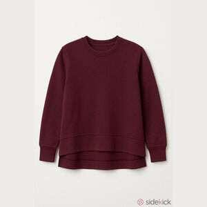 Time & Tru oversized top pullover maroon brownish long sleeves round neck WomenM